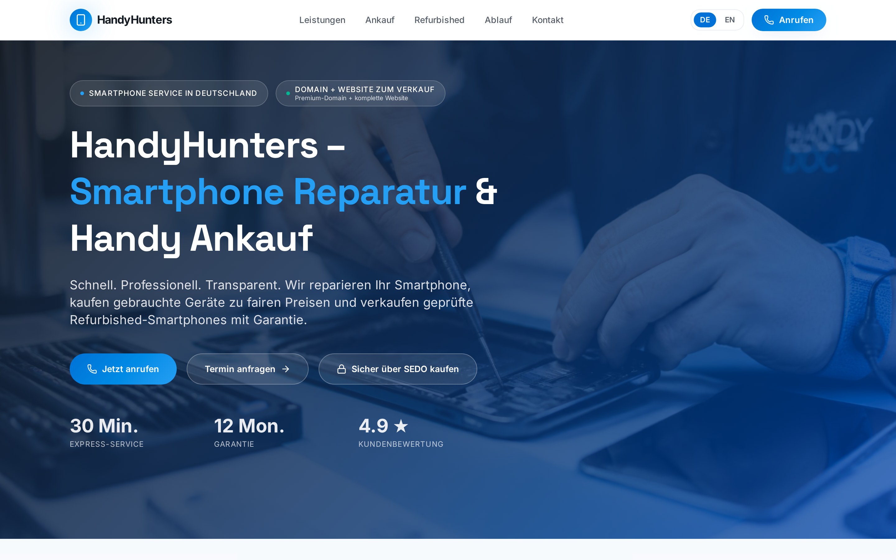 HandyHunters.de homepage preview
